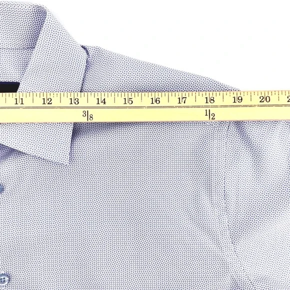 David Donahue Men's Dress Shirt Blue Geometric Pattern 16.5 32/33 100% Cotton - Picture 8 of 12